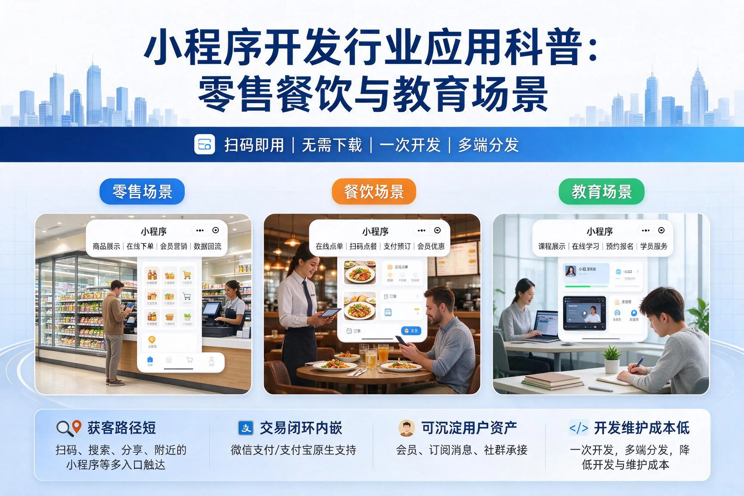 五指山小程序开发行业应用科普:零售餐饮与教育场景