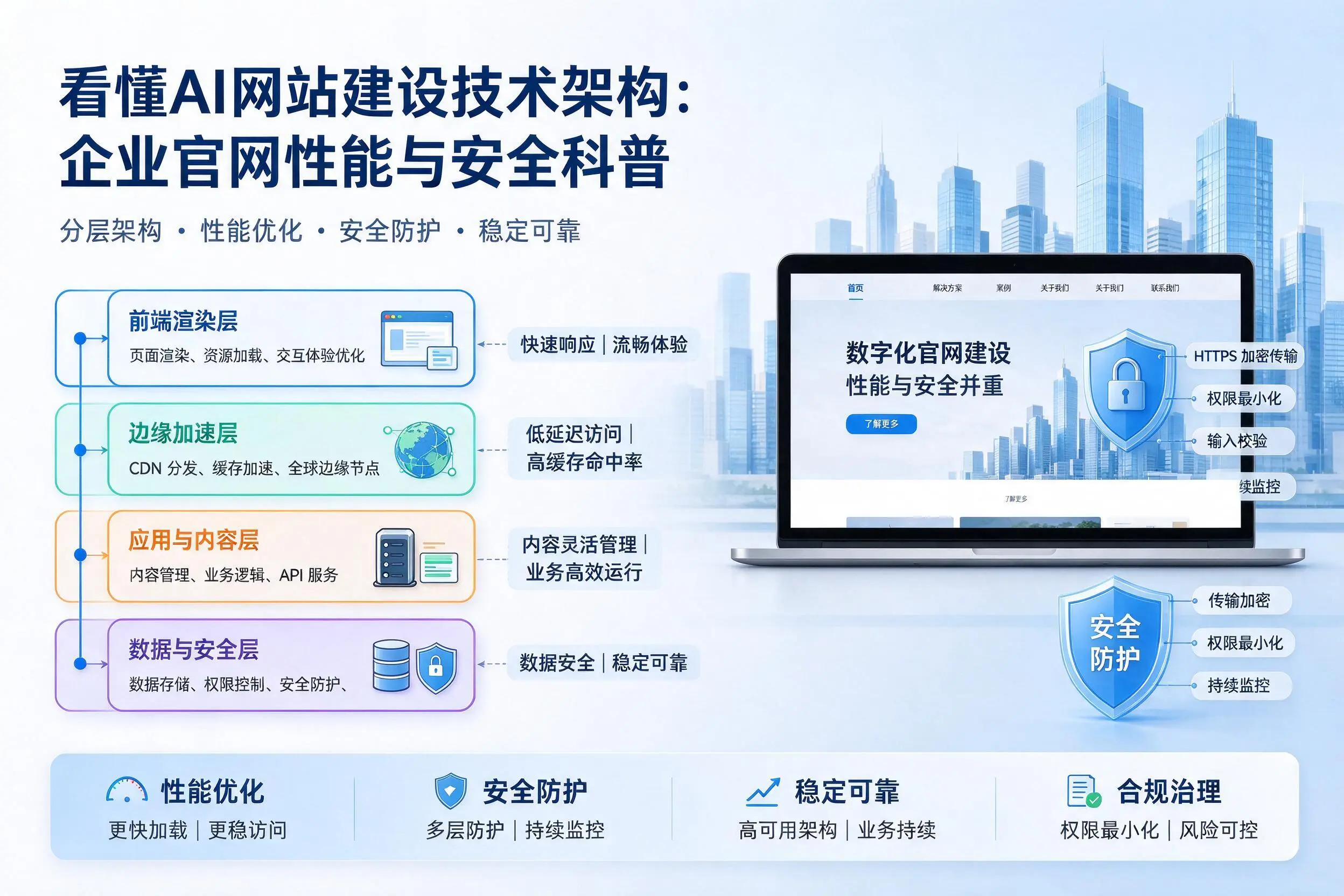 看懂AI网站建设技术架构：五指山企业官网性能与安全科普