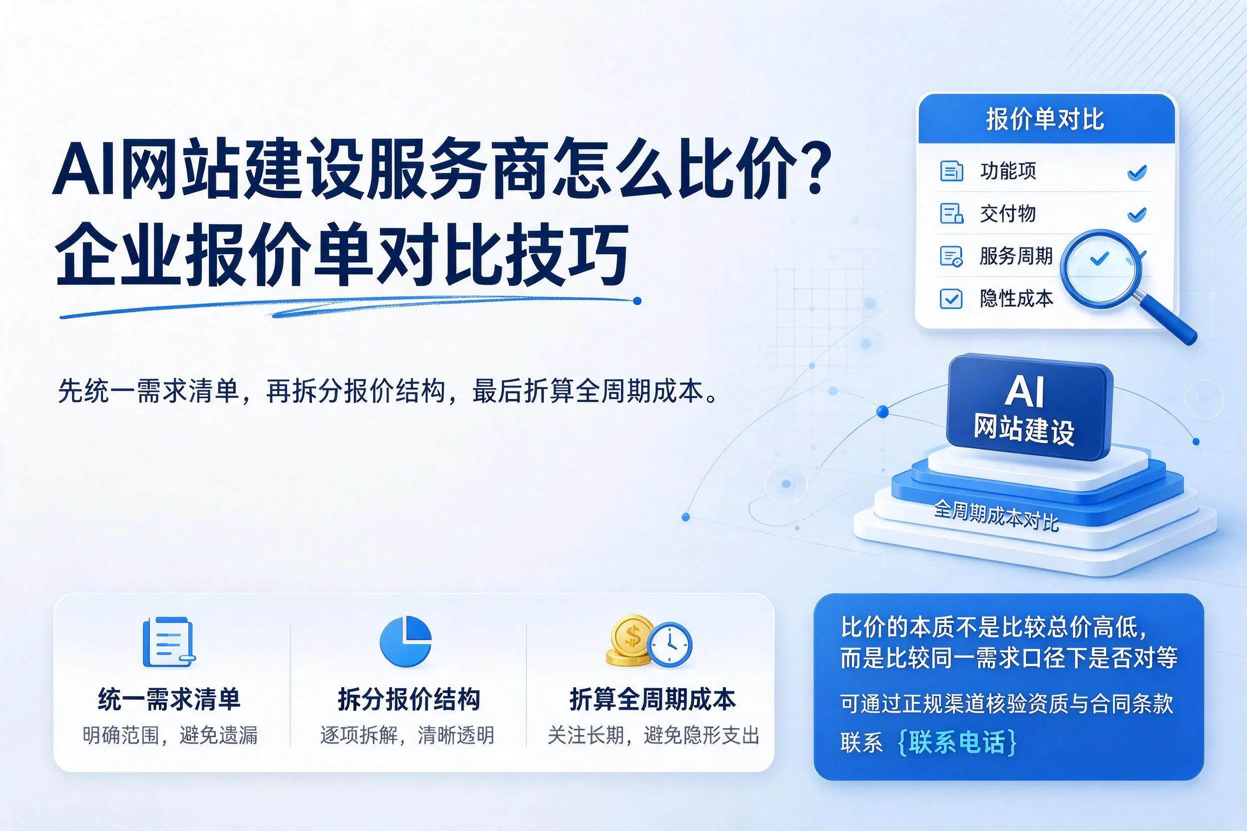 AI网站建设服务商怎么比价？五指山企业报价单对比技巧