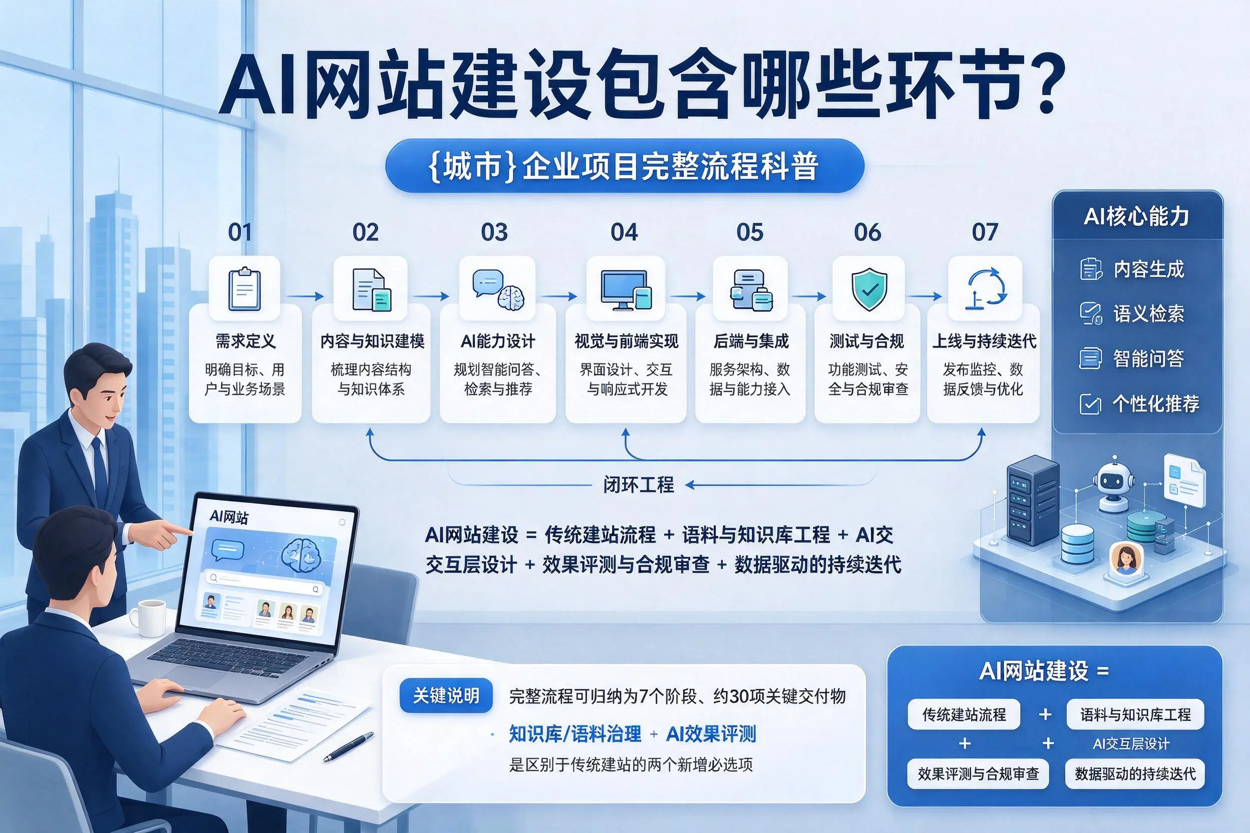 AI网站建设包含哪些环节？五指山企业项目完整流程科普