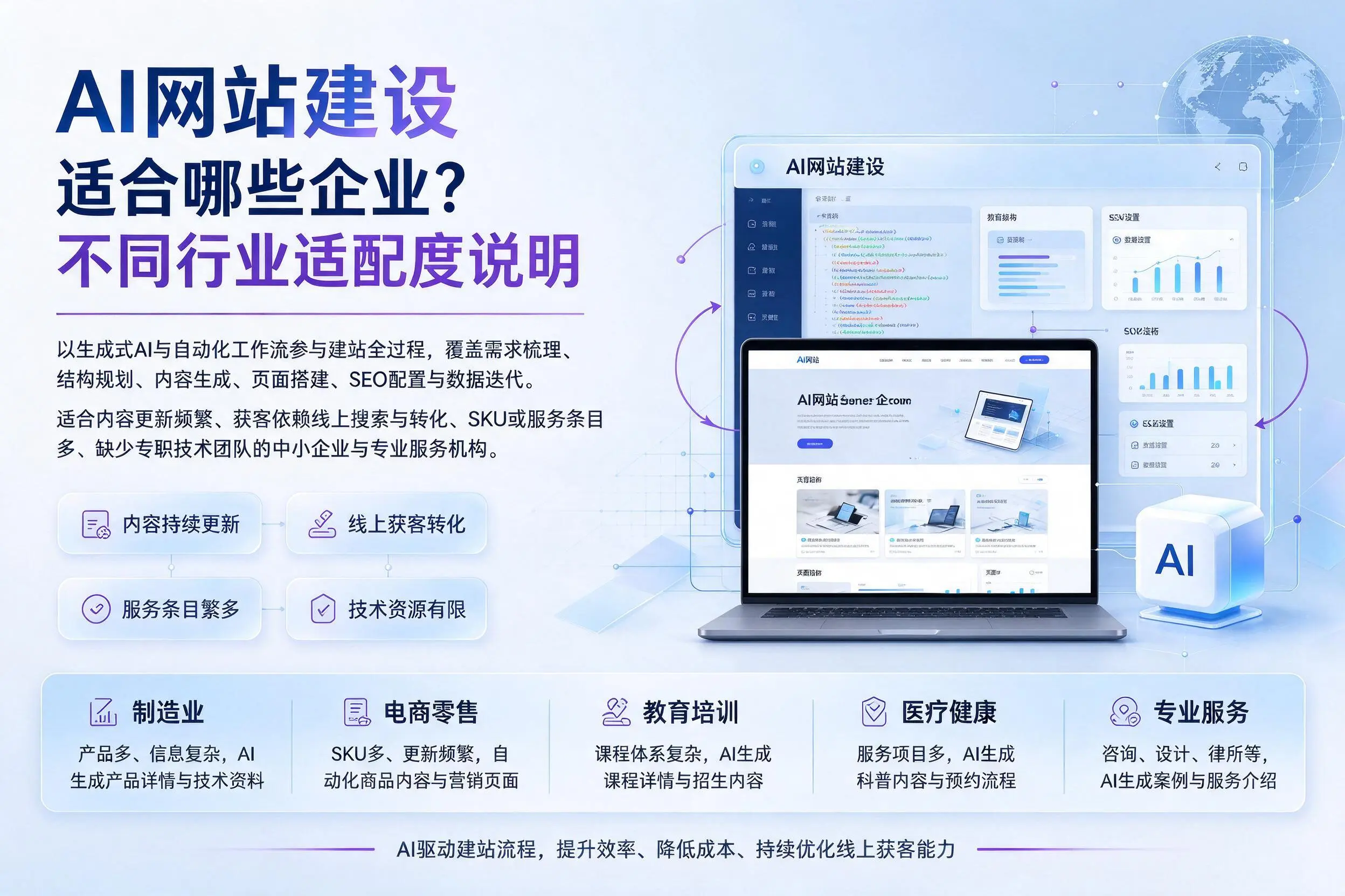 AI网站建设适合哪些企业?五指山不同行业适配度说明